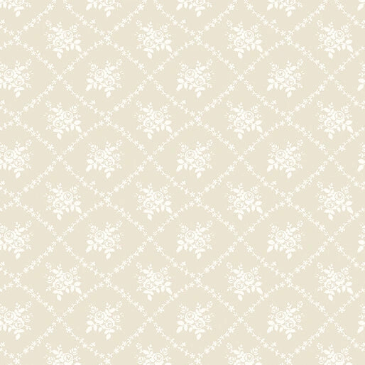Classic Keepsakes Ecru Rose Trellis Fabric Yardage - quilt fabric for sewing and quilting projects