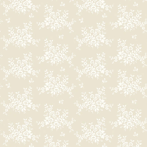 Classic Keepsakes Ecru Mini Floral Bouquet Fabric Yardage - quilt fabric for sewing and quilting projects