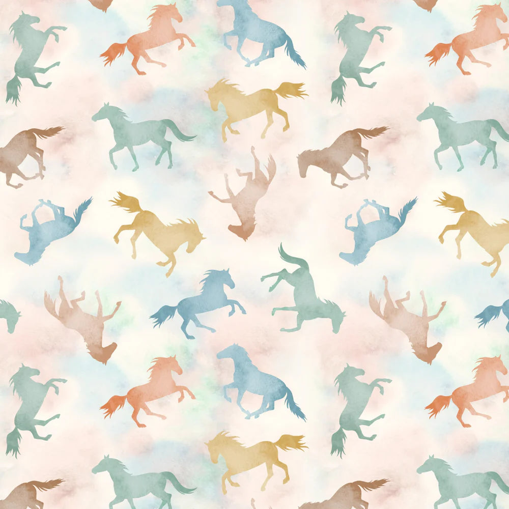 Shadow Horses Multi 108" Wide Quilt Backing Fabric