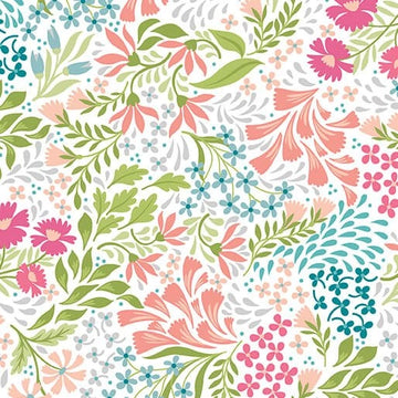 Garden Dalliance Coral Promenade cotton quilting fabric yardage