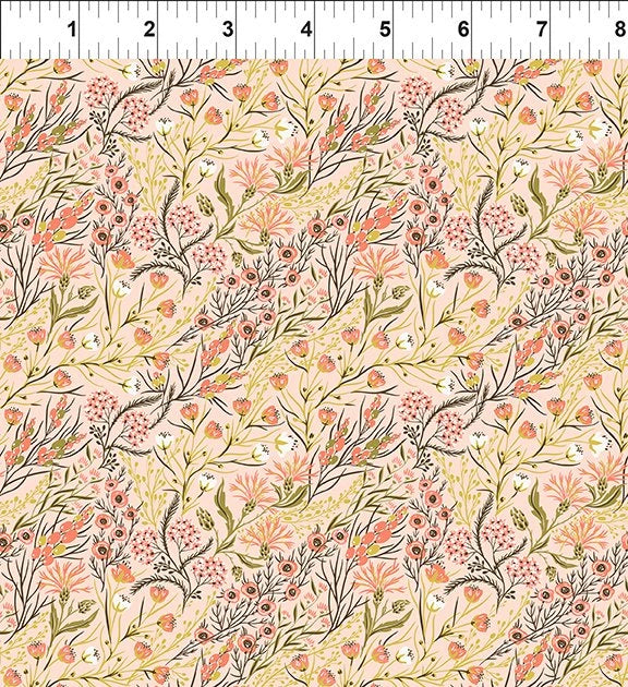 Whimsy Peach Wildflowers Fabric Yardage