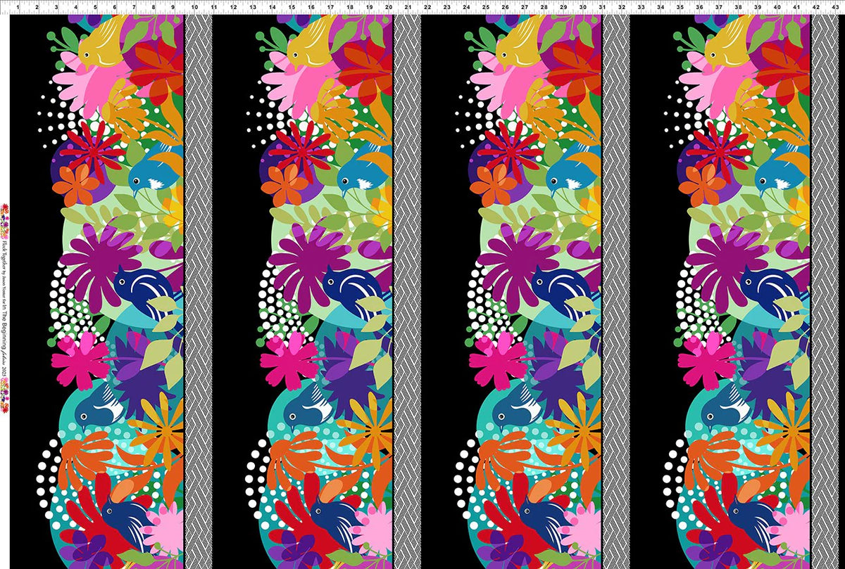 Flock Together Border Print Multi Fabric Yardage