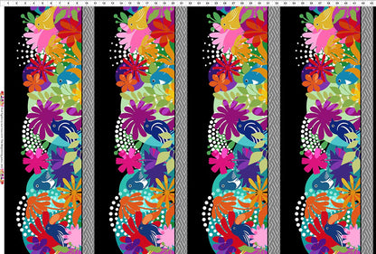 Flock Together Border Print Multi Fabric Yardage