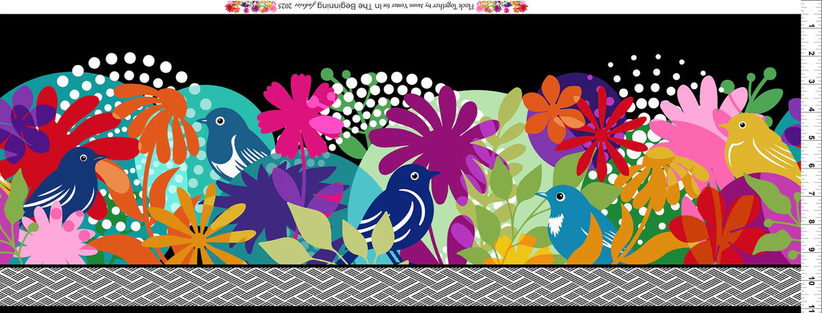 Flock Together Border Print Multi Fabric Yardage