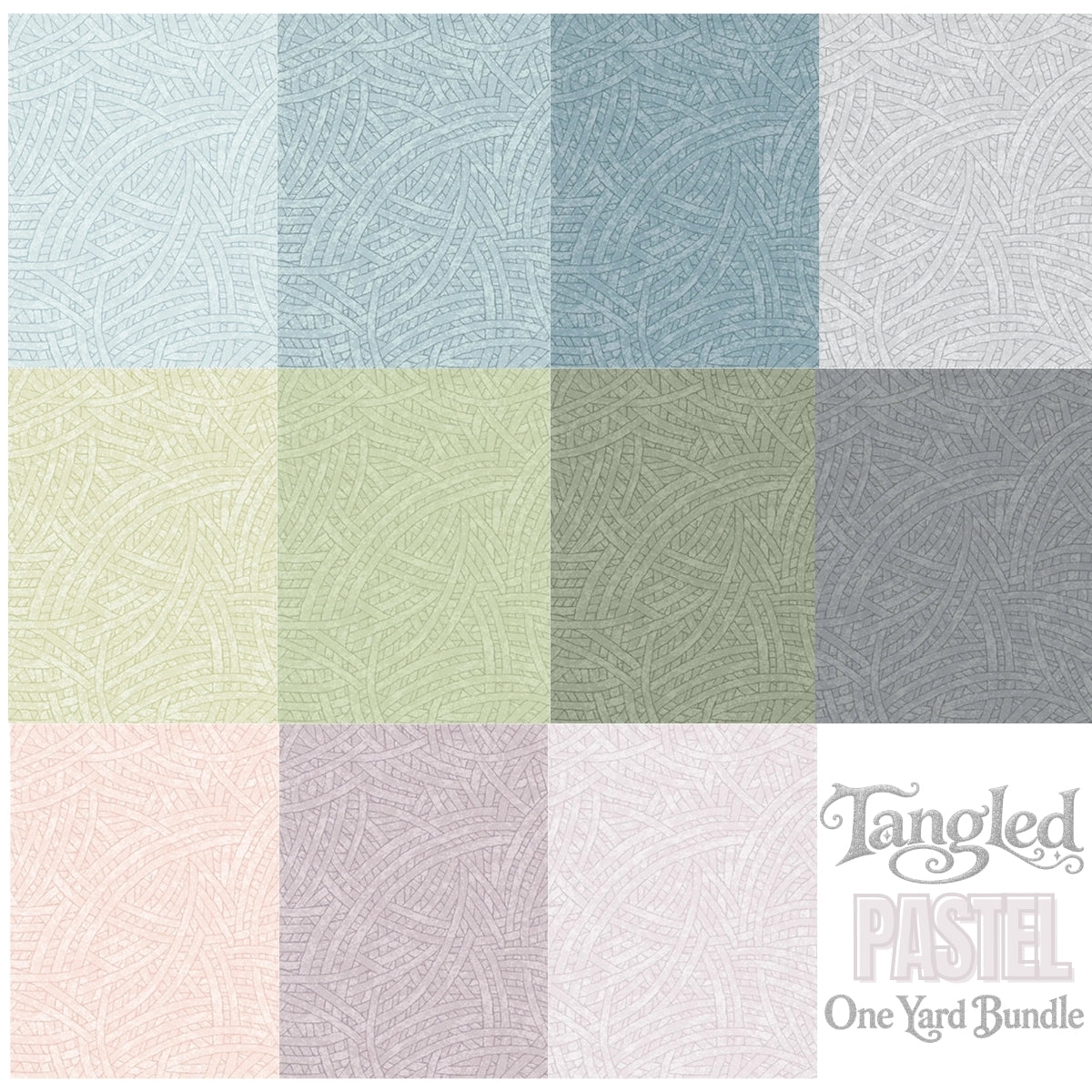 Tangled Pastel one yard bundle quilting cotton fabric display