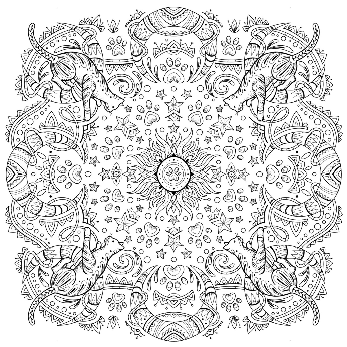 My Cat Mandala coloring book pattern examples