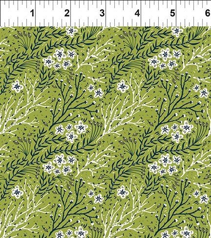 Whimsy Grey Flowers and Vines Fabric Yardage