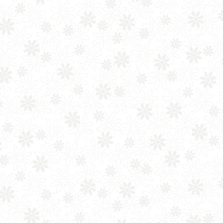 Quilting Illusions White Stencil Floral Fabric Yardage - quilt fabric for sewing and quilting projects