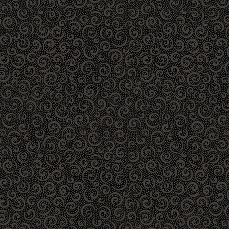 Quilting Illusions Black Curly Que Fabric Yardage - quilt fabric for sewing and quilting projects