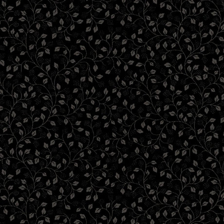 Quilting Illusions Black Leaf Vine Fabric Yardage - quilt fabric for sewing and quilting projects