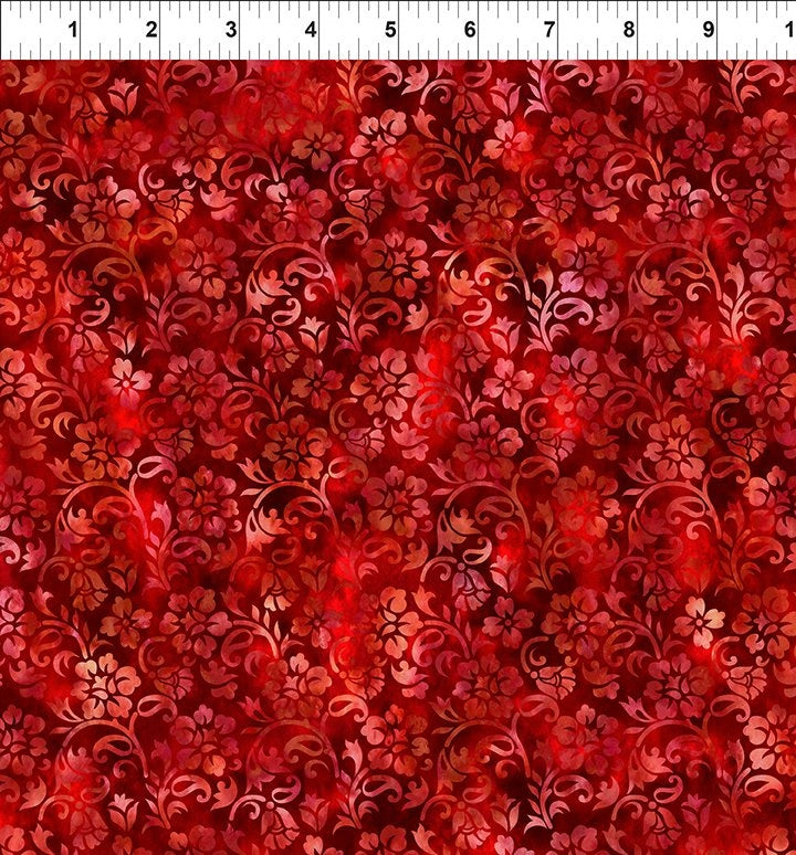 Prism II Red Floral Vines Fabric Yardage
