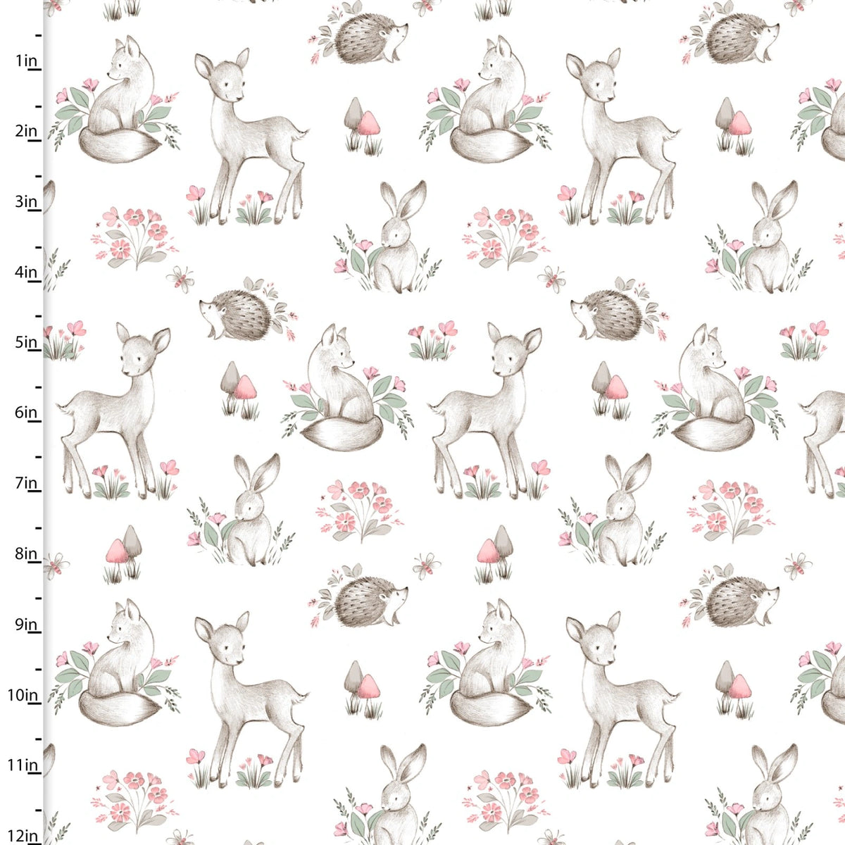 Sweet Woodland White Woodland Cuddle Crew Fabric Yardage