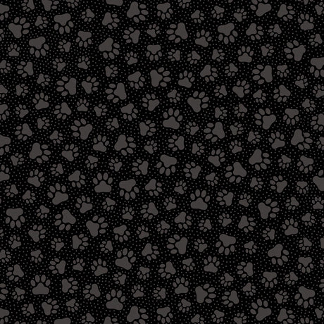 Quilting Illusions Black Paw Prints Fabric Yardage - quilt fabric for sewing and quilting projects