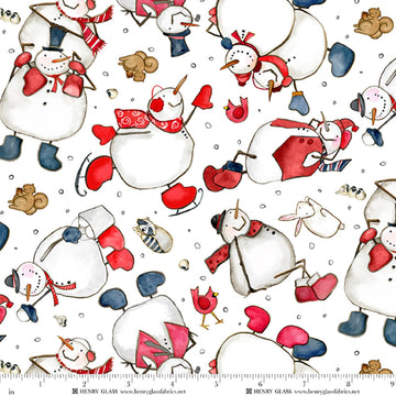 Snow Folks multi tossed snowmen Christmas quilt fabric yardage