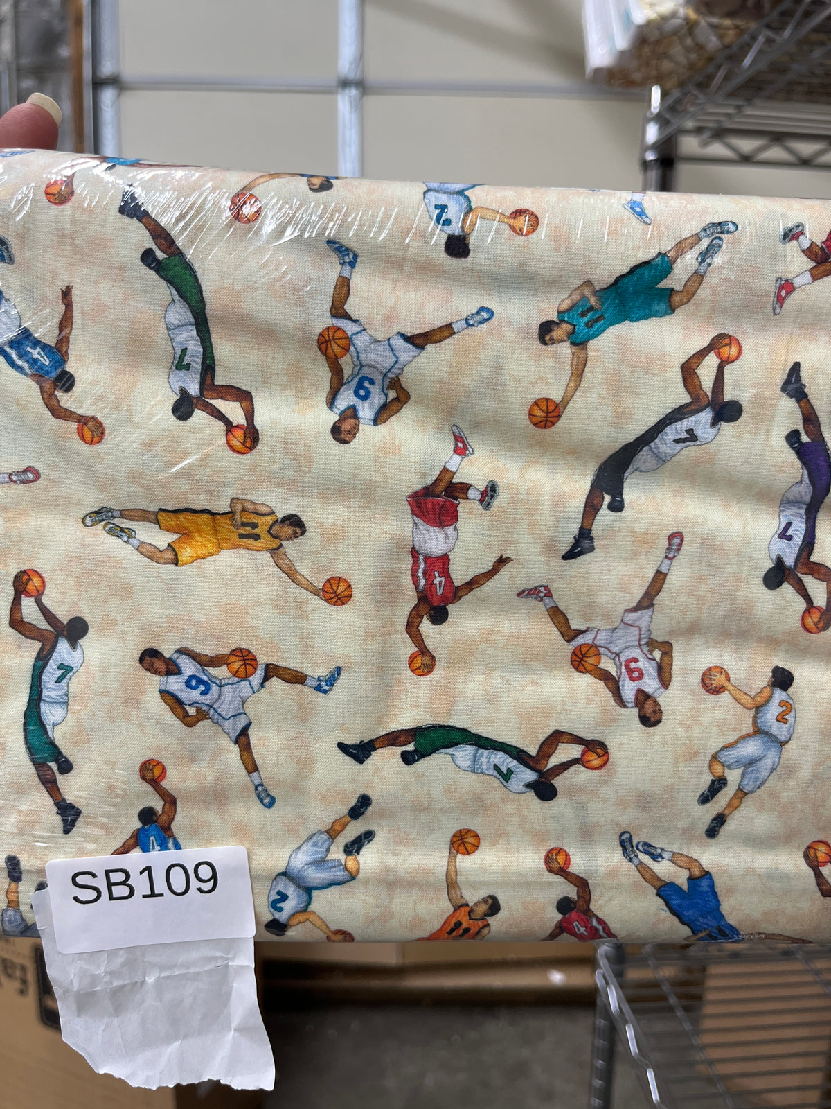 Slam Dunk Cream basketball quilting fabric short bolt