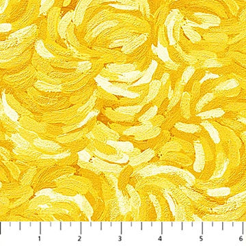 Starry Night Yellow Brushstroke fabric yardage