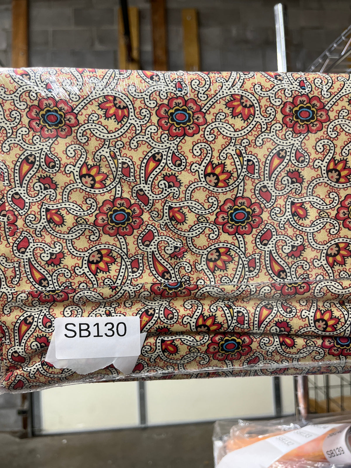 Addison Floral Scroll Tan quilting fabric short bolt 4 yards