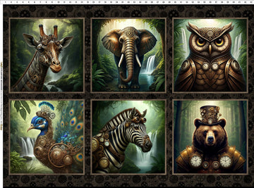 Steampunk Menagerie 31" Animal Block Panel