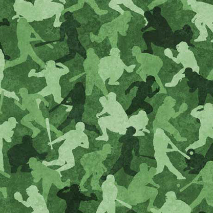 Baseball Camo, Green, by QT Fabrics