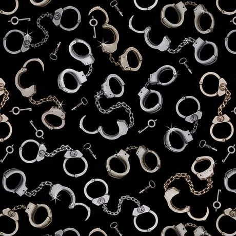 True Detective Handcuffs quilting fabric additional design view
