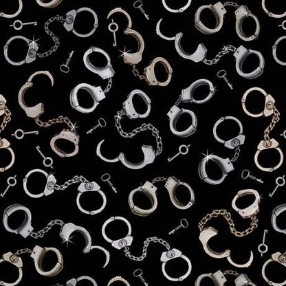 True Detective Handcuffs quilting fabric additional design view