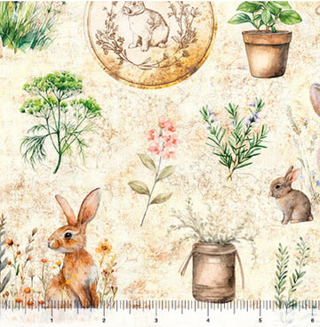 Honey Bunny Floral Bunnies - 5 yard Short Bolt