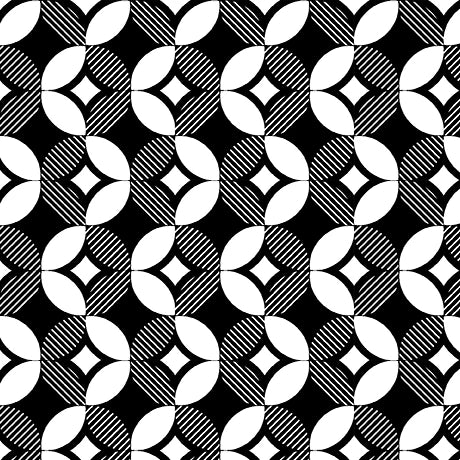 Garden At Twilight Black Circle Geo Fabric Yardage - quilt fabric for sewing and quilting projects