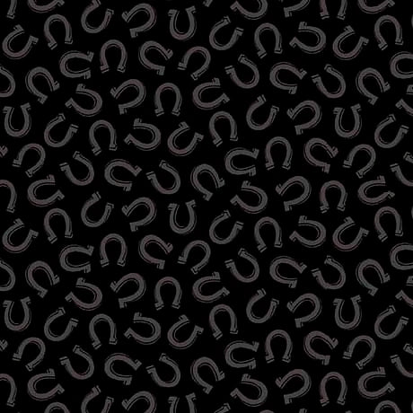 Quilting Illusions Black Horseshoes Fabric Yardage - quilt fabric for sewing and quilting projects