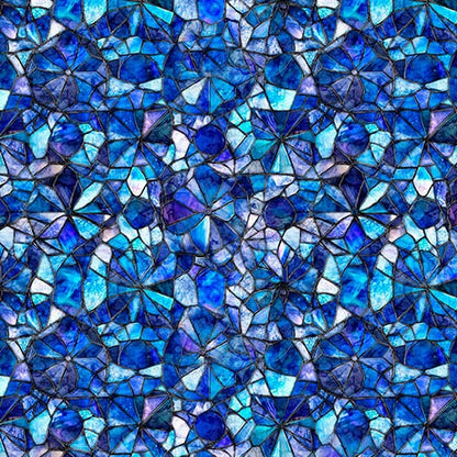 Seaborne Backing Kit Mosaic Blooms Blue - wide quilt backing fabric for longarm quilting