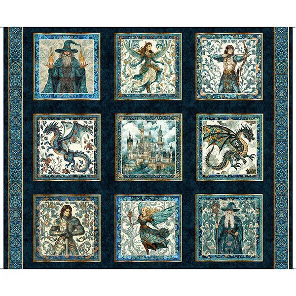Folklore Dark Navy Medival  36" Panel
