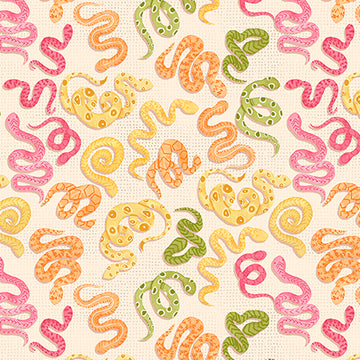 Snakes, cream, by QT Fabrics