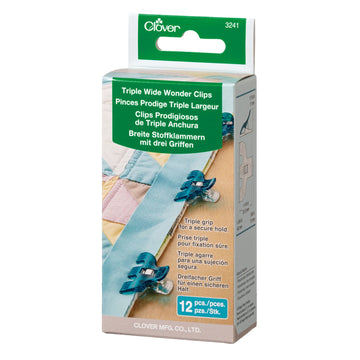 Clover blue triple wide wonder clips 12-piece sewing quilting clips