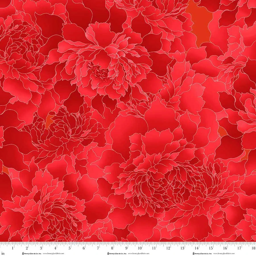 Peony Paradise Red 118" Wide 3 Yard Quilt Fabric Back Pack - image 1 - quilting supply from Quilted Joy
