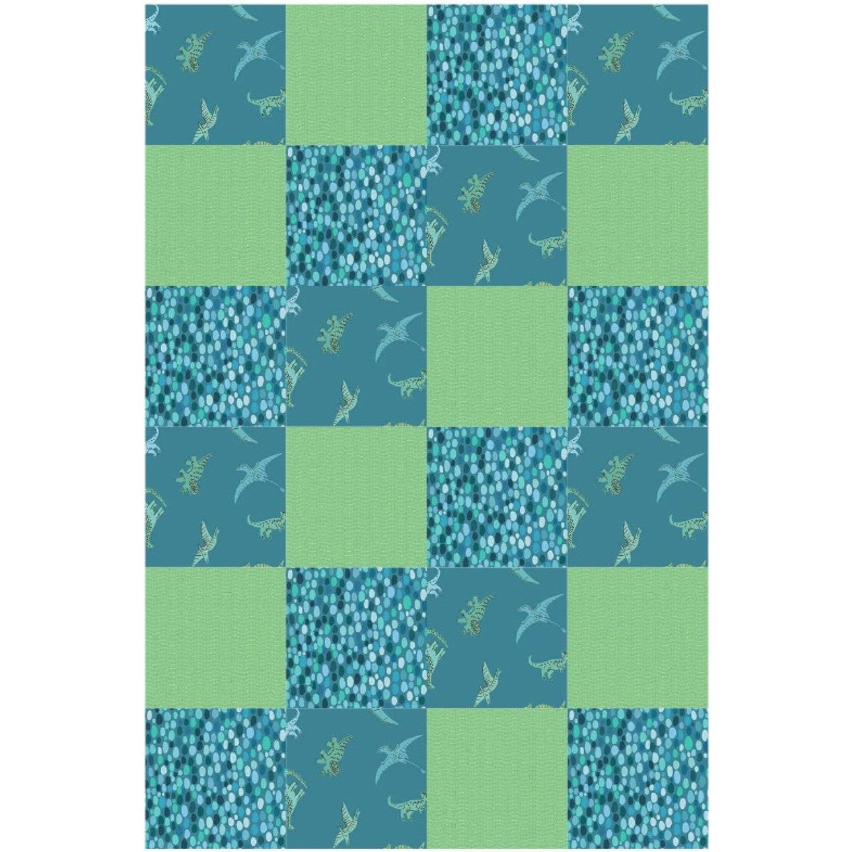 Tiny T-Rex rag quilt kit fabric detail