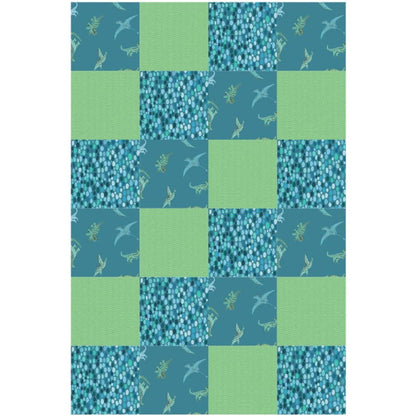 Tiny T-Rex rag quilt kit fabric detail