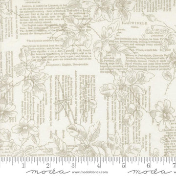 Muse Porcelain Flowers and Words Toile Fabric Yardage