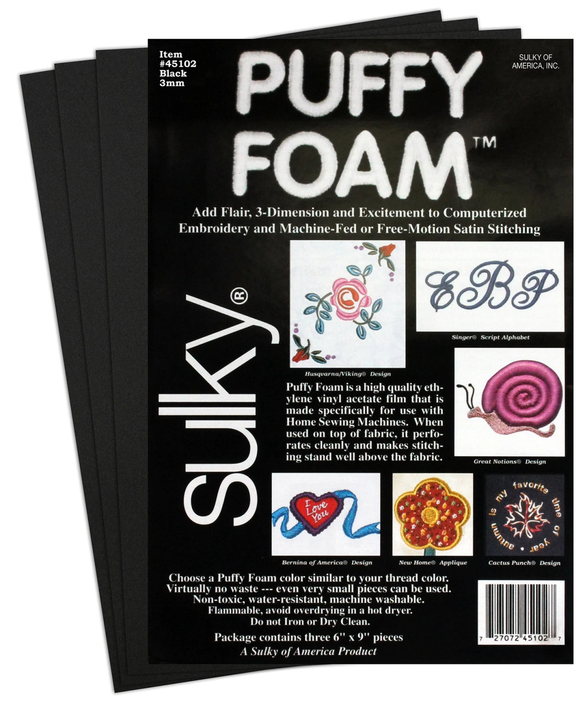 Foam Puffy Black 3mm 6in x 9in