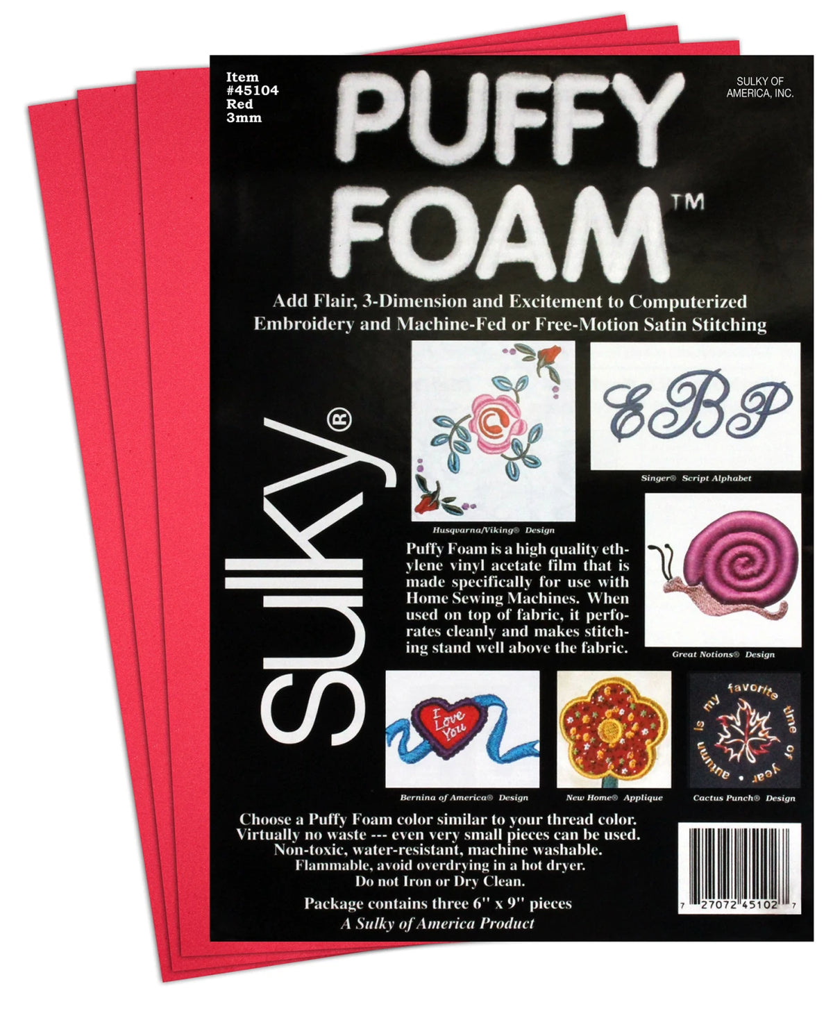 Foam Puffy Red 3mm 6in x 9in