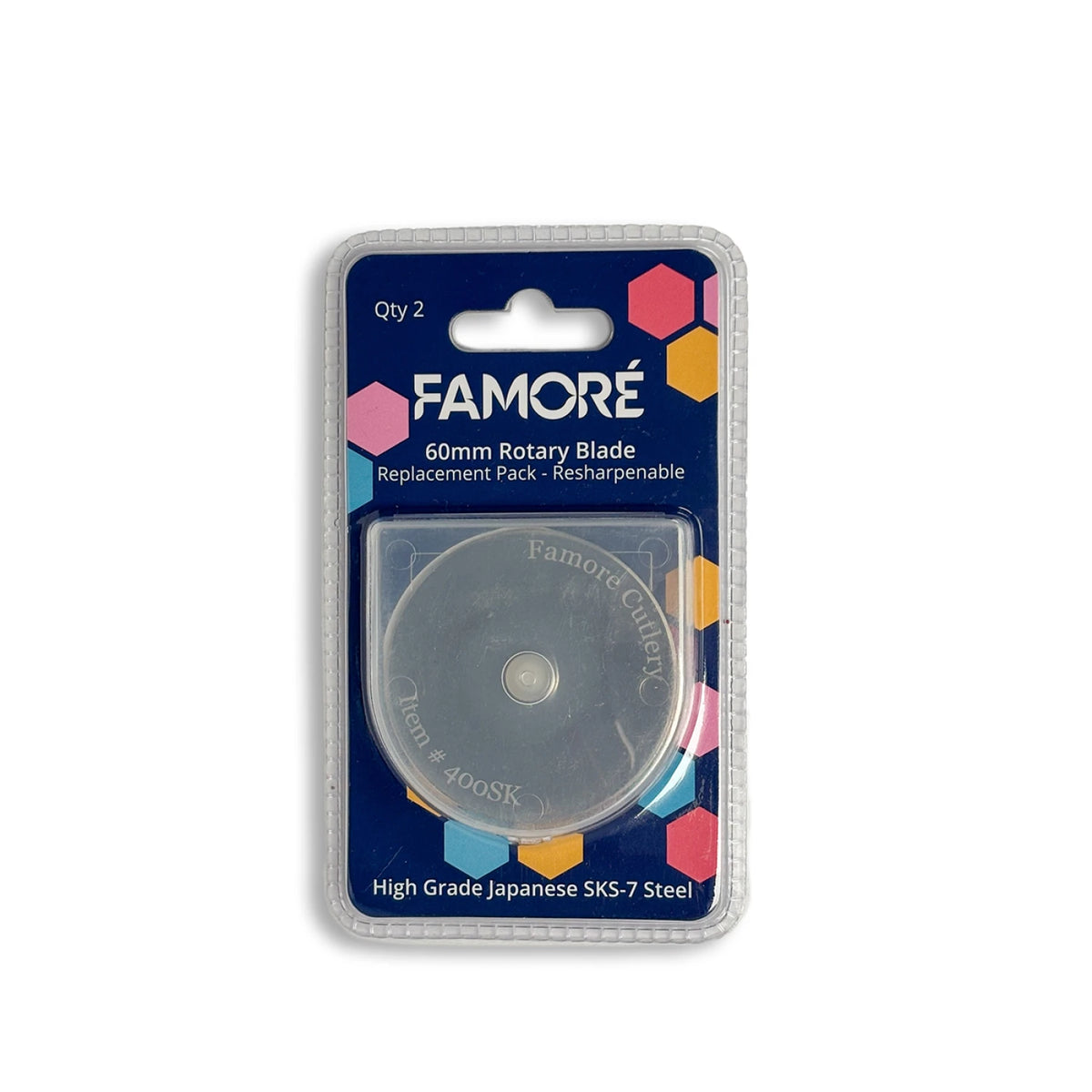Famore 60mm rotary cutter replacement blades 2-pack for fabric cutting