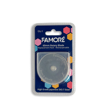 Famore 60mm rotary cutter replacement blades 2-pack for fabric cutting