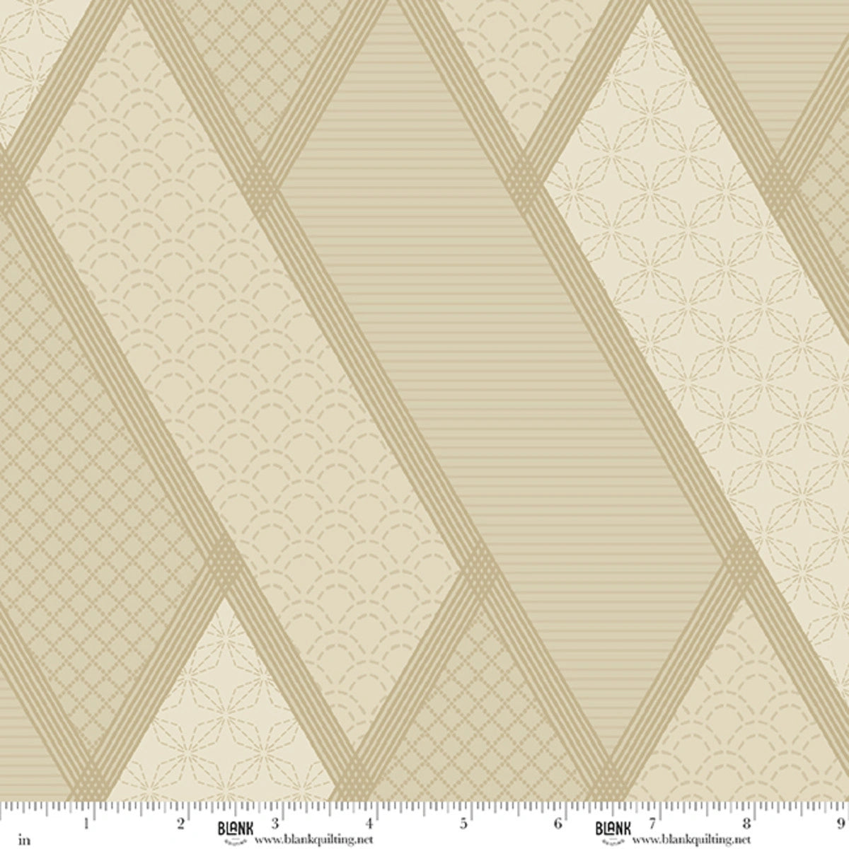 Linear Dream tan stitched geometric 108 inch wide quilt backing fabric