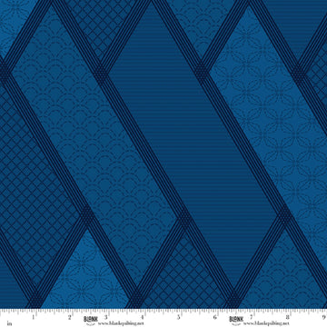 Linear Dream blue stitched geometric 108 inch wide quilt backing fabric