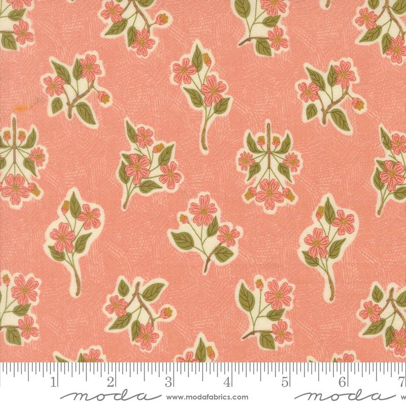 Ladybug Whimsy pink apple blossom metallic cotton fabric yardage