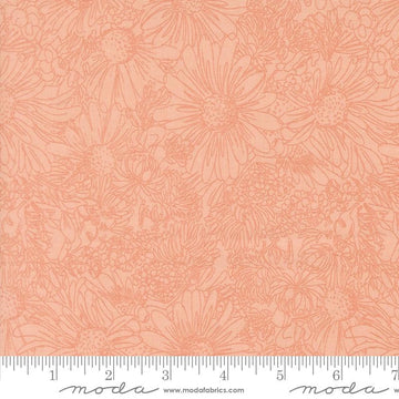 Ladybug Whimsy pink pen ink florals cotton fabric yardage