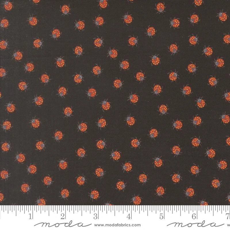Ladybug Whimsy midnight ladybugs metallic cotton fabric yardage