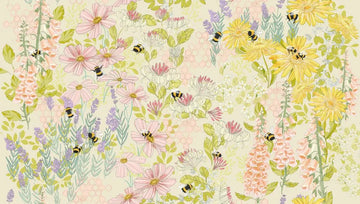 Pollinators Cloud Bee Garden Fabric Yardage