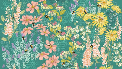 Pollinators Pond Bee Garden Fabric Yardage