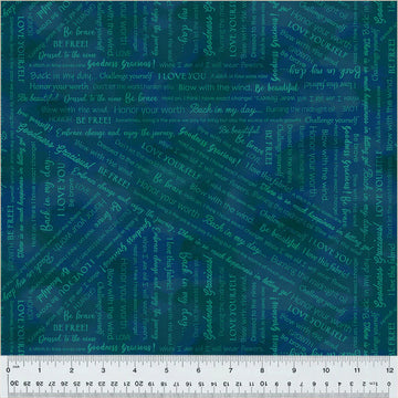 Goodness Gracious! Navy Collaged Phrases Fabric Yardage