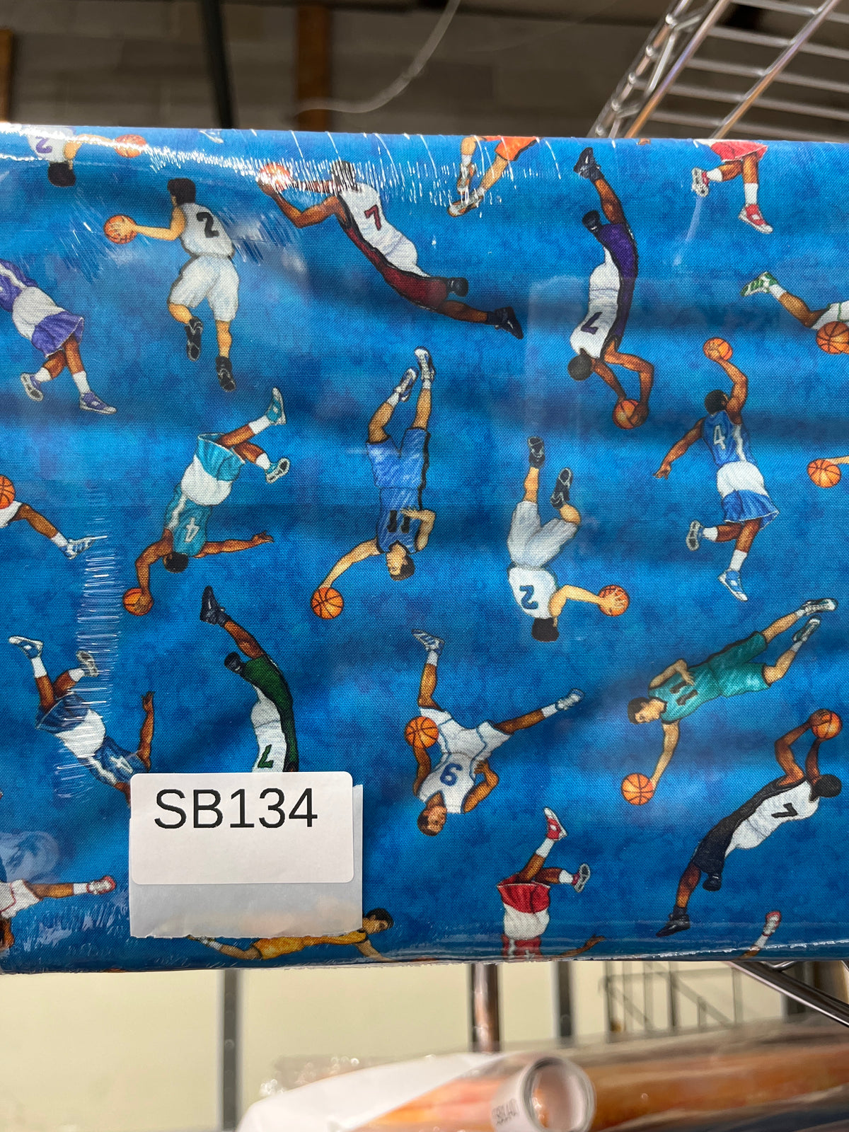 Slam Dunk Blue basketball quilting fabric short bolt 5 yards