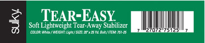 25 Yard Bolt of Tear-Easy Stabilizer White 20in x 25 Yard Bolt - image 2 - quilting supply from Quilted Joy